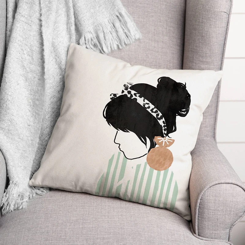 Mint Girl Throw Pillow