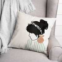 Mint Girl Throw Pillow