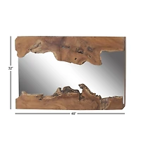 48" Brown Rustic Teak Wood Wall Mirror