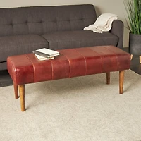 4ft. Brown Leather Upholstered Bench