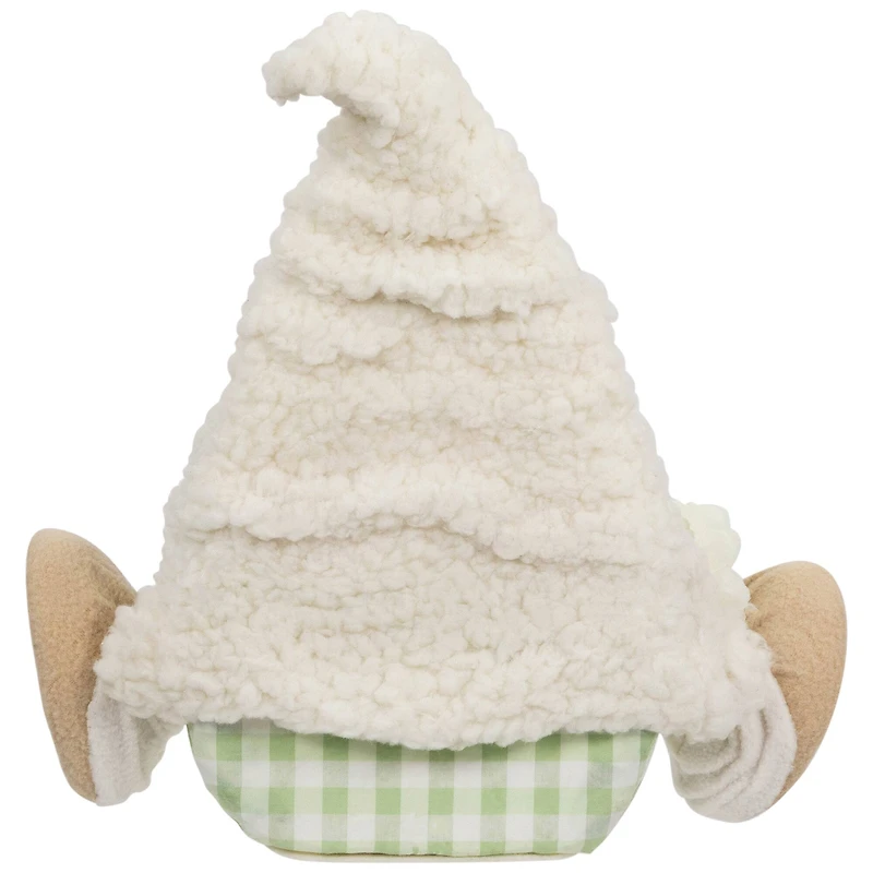 10.5" Plush Sitting Gnome with Flower Spring Figurine