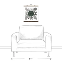 Gray & Green Medallion Teak Hanging Canvas