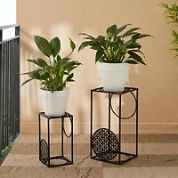 Glitzhome® Black Metal Wire Rectangular Nesting Planter Stand Set