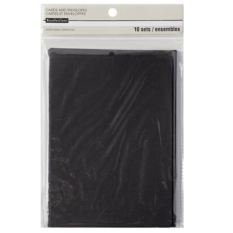 12 Packs: 10 ct. (120 total) Black Card & Envelope Set by Recollections™, 5" x 7"
