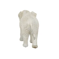 14" White Resin Eclectic Elephant Sculpture