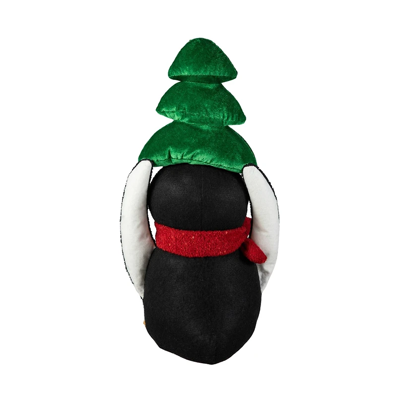 Glitzhome® 21.25" Christmas Fabric Penguin with Top Tree Décor