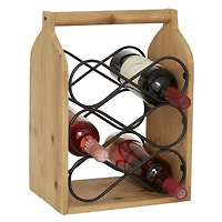 15" Brown Wood Rustic Wine Holder