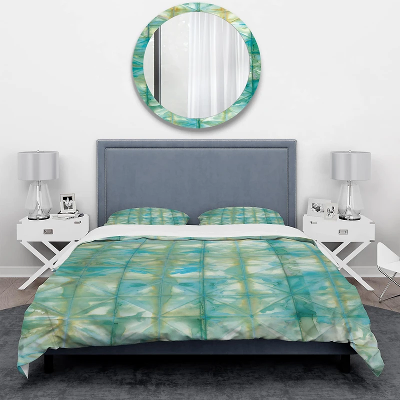 Designart 'Blue diamonds minimal geometric I' Geometric Bedding Set