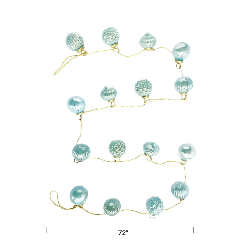 Hello Honey® 6ft. Mint Green Embossed Mercury Glass Ornament Garland
