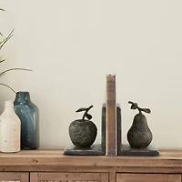 6" Gray Metal Rustic Fruit Bookends