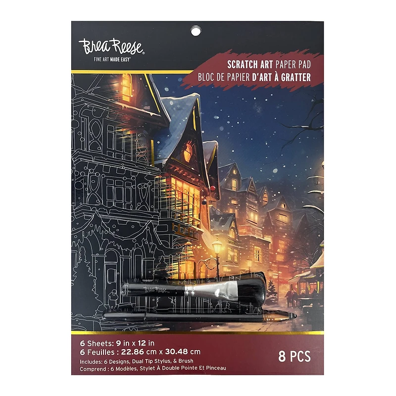 Brea Reese™ 9" x 12" Moonlight Christmas Scratch Art Paper Pad
