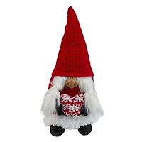 12.5" Smiling Woman Gnome with Heart Tabletop Accent