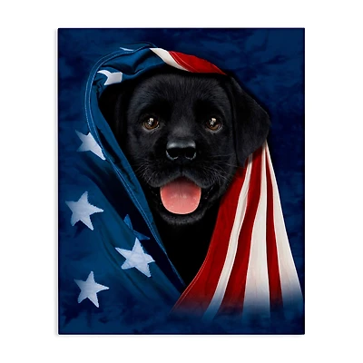 Stupell Industries Labrador & American Flag Canvas Wall Art