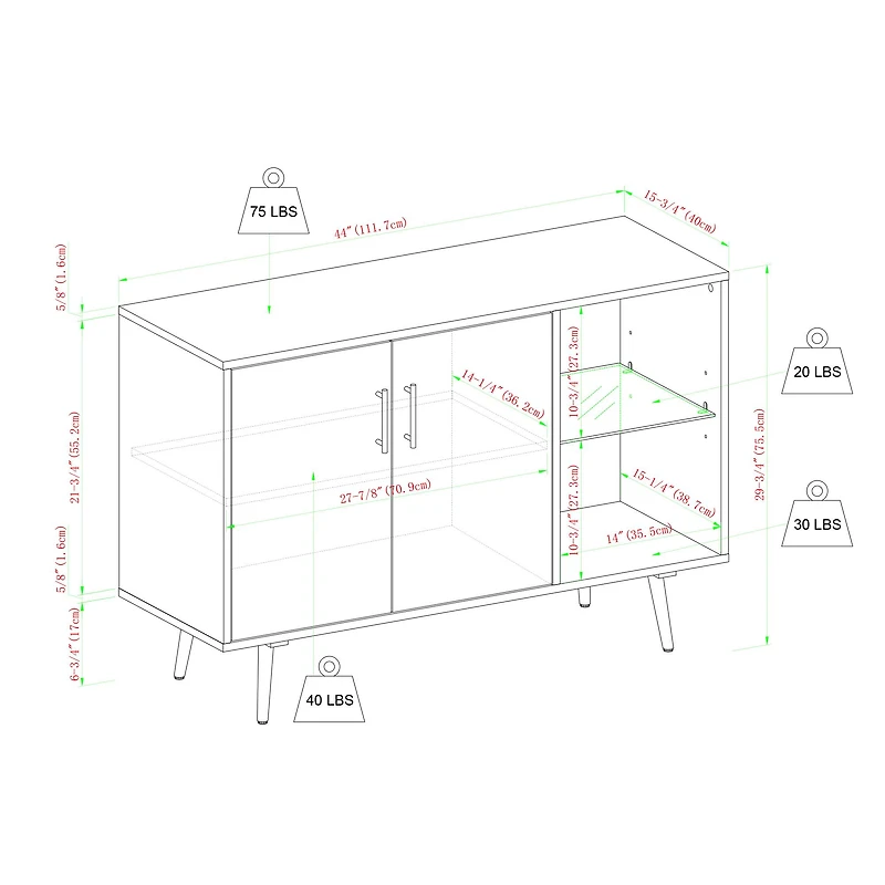 Walker Edison 44" Birch Mid Century Modern Buffet