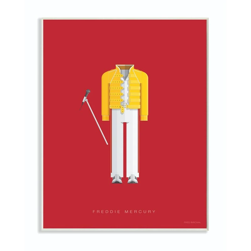 Stupell Industries Freddie Mercury Yellow Jacket Wooden Wall Plaque