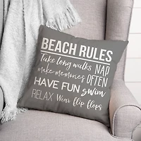 Beach Rules Throw Pillow