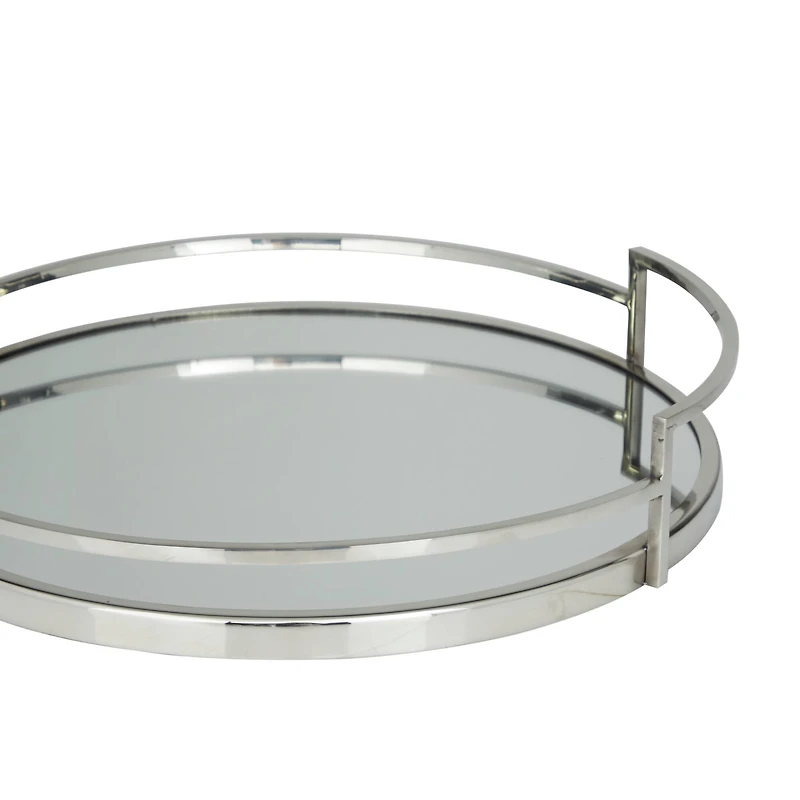 The Novogratz Silver Contemporary Tray, Set of 2" 19", 14"