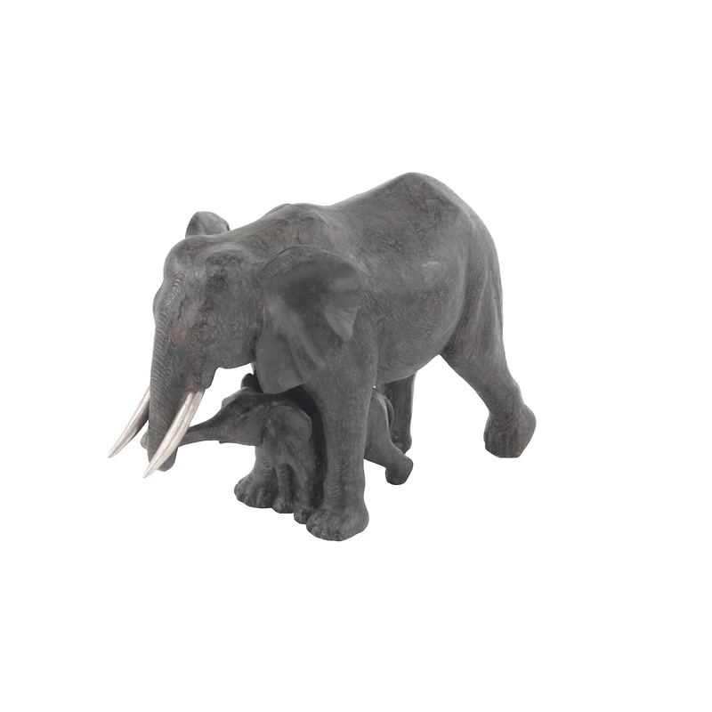 20" Dark Gray Eclectic Polystone Elephant Sculpture
