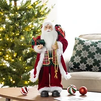 Glitzhome® 24"H Faux Fur Christmas Traditional Santa Figurine