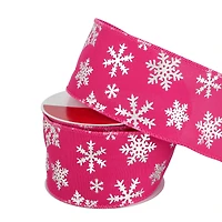 2.5" x 30ft. Hot Pink & Silver Snowflakes Wired Ribbon by Celebrate It®