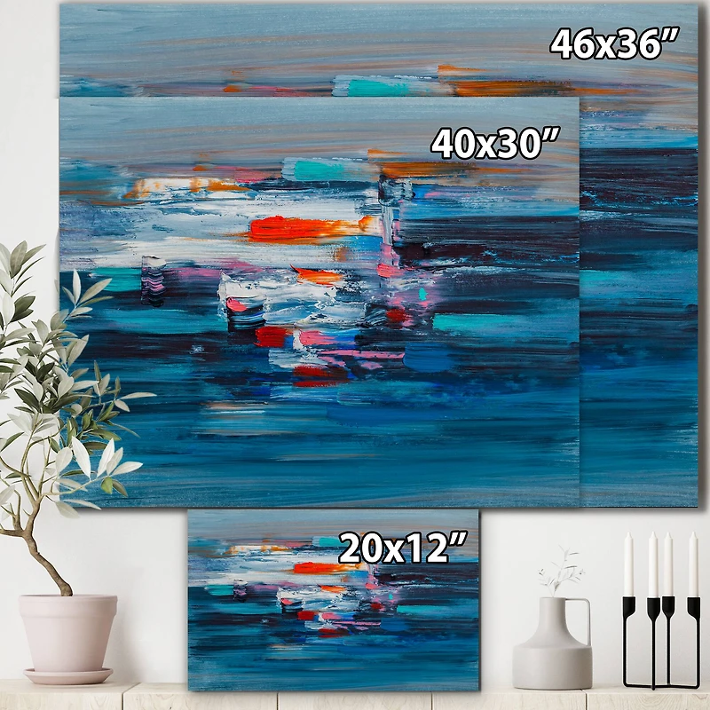 Designart - Waves Of Red On A Dark Blue Ocean