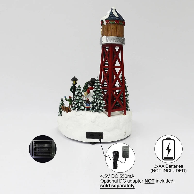 Moments in Time 13.58”H Animated Merry Christmas Water Tower