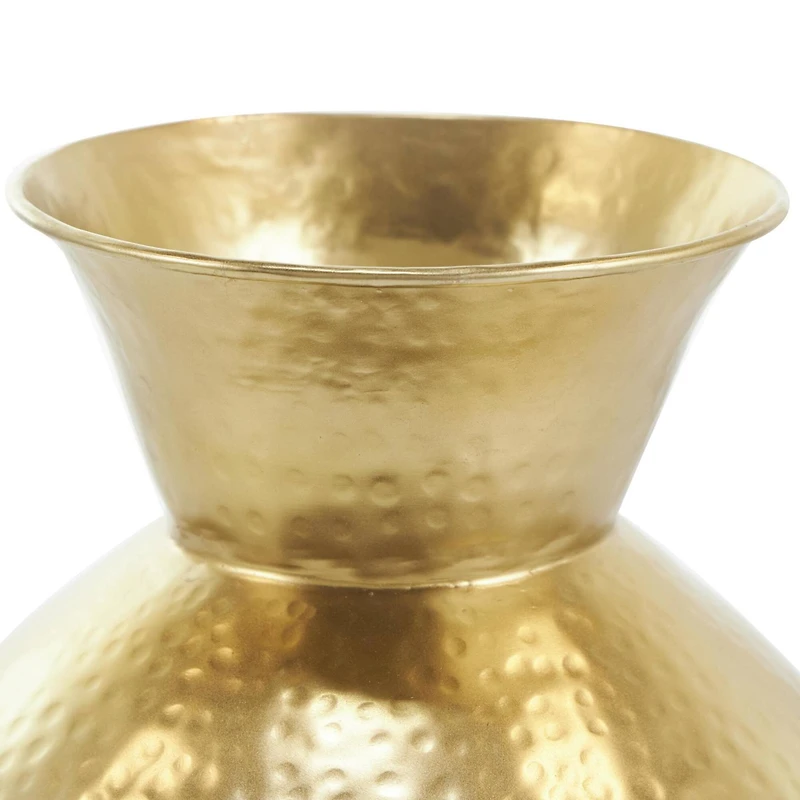 13" Gold Hammered Texture Metal Vase