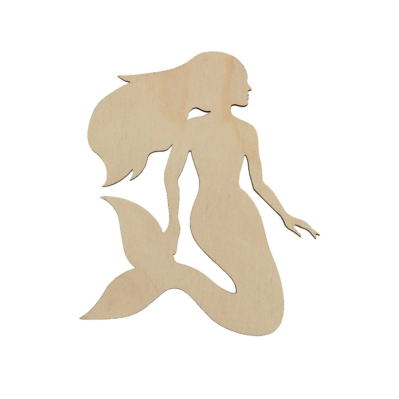 Essentials by Leisure Arts 24 Pack 3.5" x 4" Mermaid Flat Wood Shape