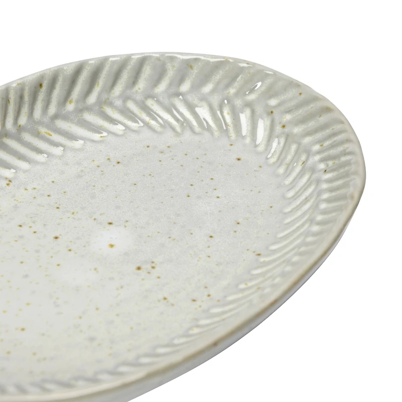 Hello Honey® White Reactive Glaze Debossed Stoneware Plate Set