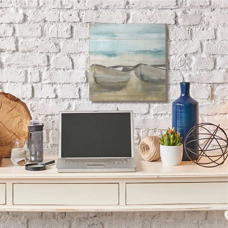 Stupell Industries Lake Boat Beach Landscape Canvas Wall Art