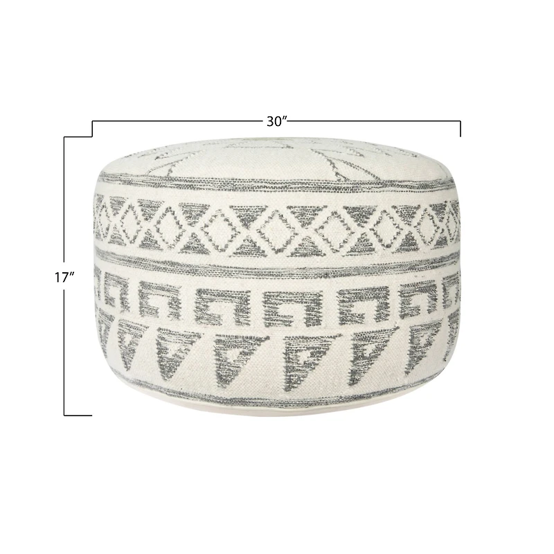 Hello Honey® 28'' Wool Blend Round Kilim Pouf