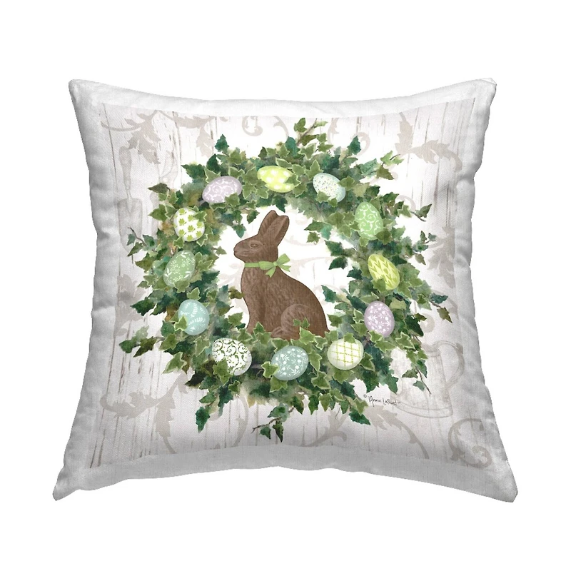 Stupell Industries Spring Easter Egg Wreath Decorative Printed Throw Pillow