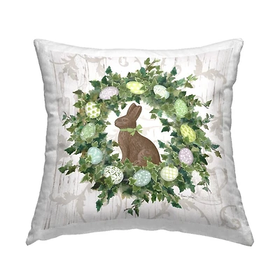Stupell Industries Spring Easter Egg Wreath Decorative Printed Throw Pillow