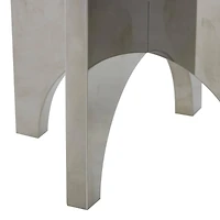 8.25" Clear Glass Orb Sculpture with Silver X-Shaped Stand