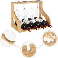 Light Brown Wall-Mounted Wood Wine Rack