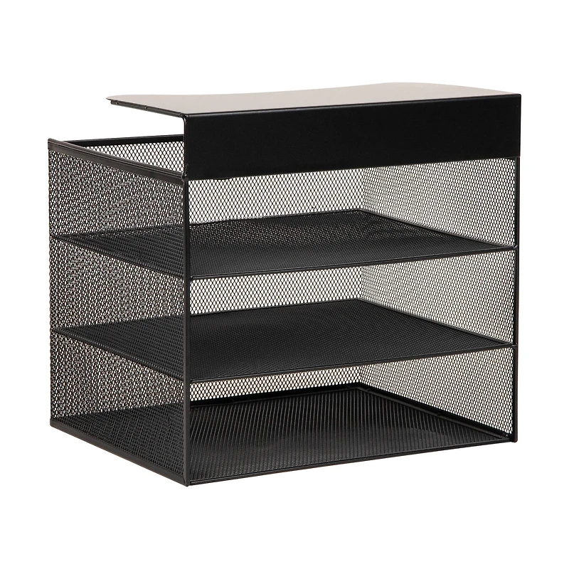 Mind Reader Slide-On Under Desk File Organizer, No Tools Required, Hanging Storage for Laptops, Folders, and Notebooks, Metal