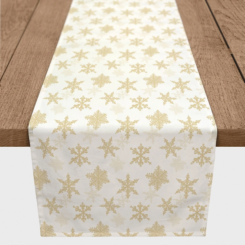 90" Cream Snowflakes Poly Twill Table Runner