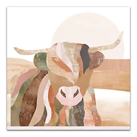 Boho Highland Cow 24" x 24" Canvas Wall Art