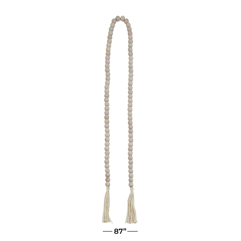 Grey Wood Bohemian Bead Garland 87" x 1" x 1"