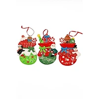 Wizardi 4" Glossy Gingerbread Gift Bag with Penguin Christmas Ornament