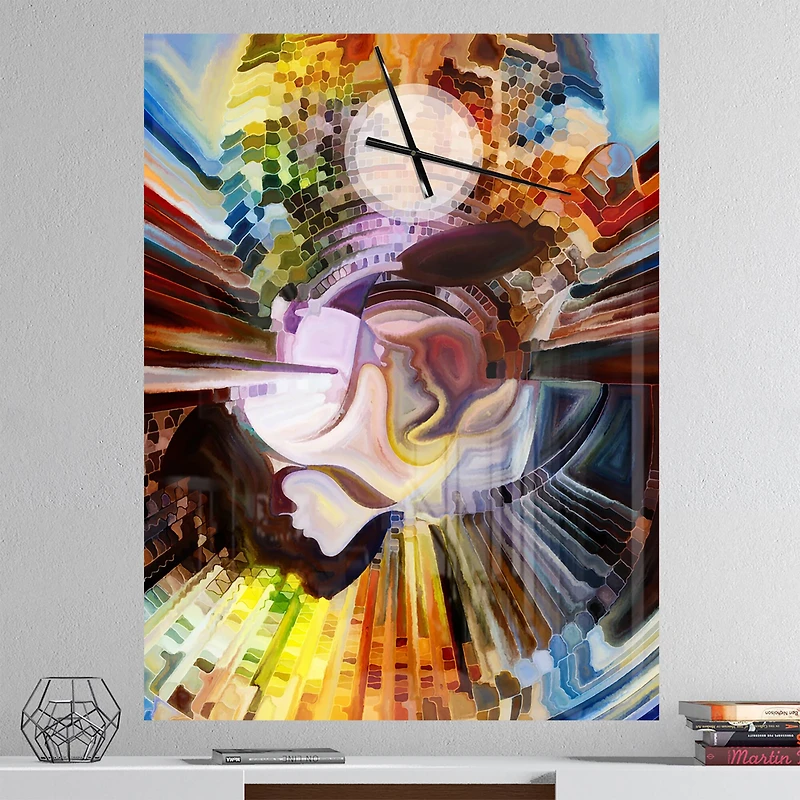 Designart 'Layers Of Inner Paint Modern Rectangular Wall Clock