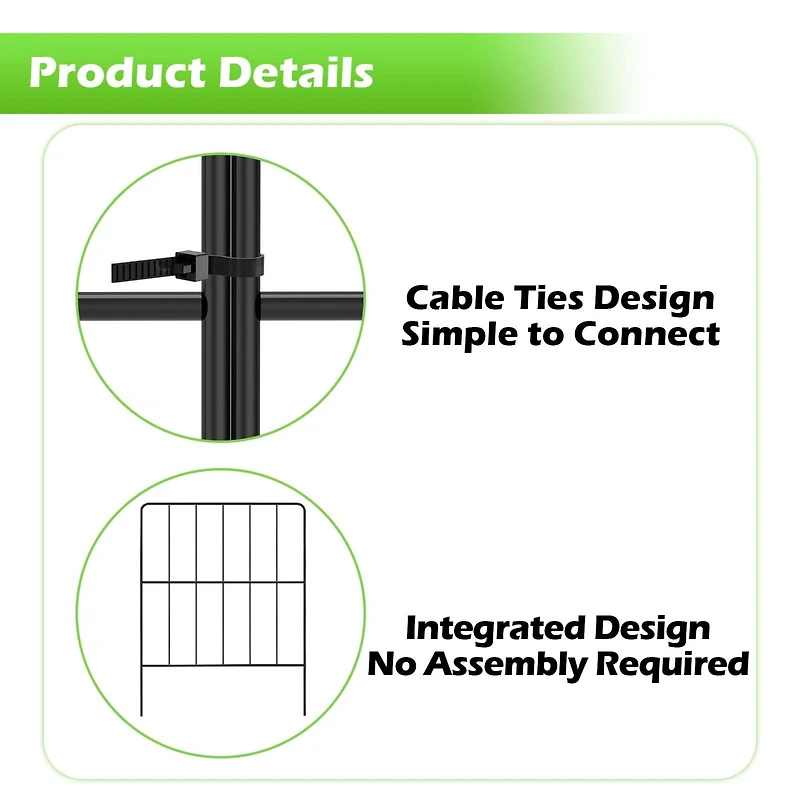 NEX 47ft. Black Square-Shaped Garden Fence