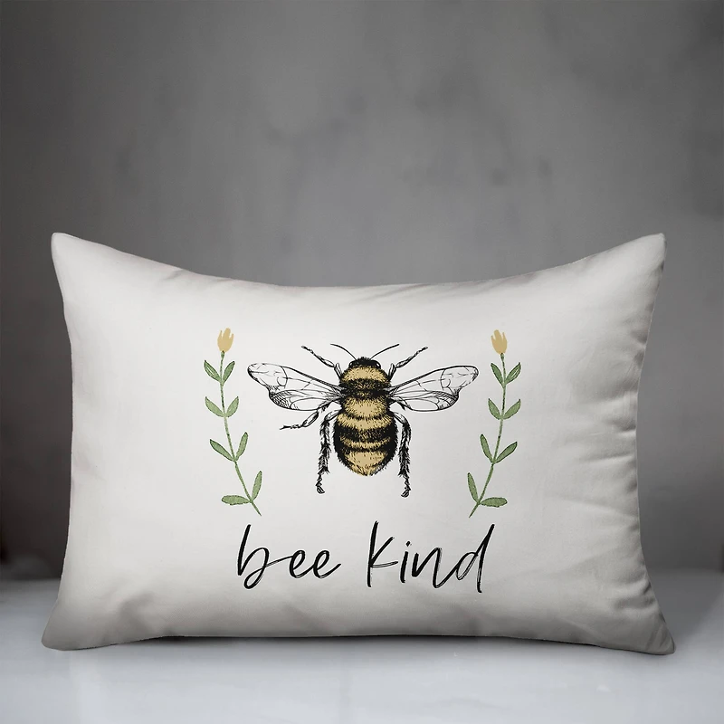 Bee Kind Flowers 14" x 20" Throw Pillow