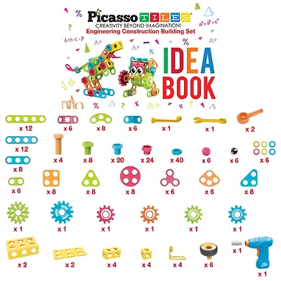 PicassoTiles® 250 Piece Engineering Construction Building Set