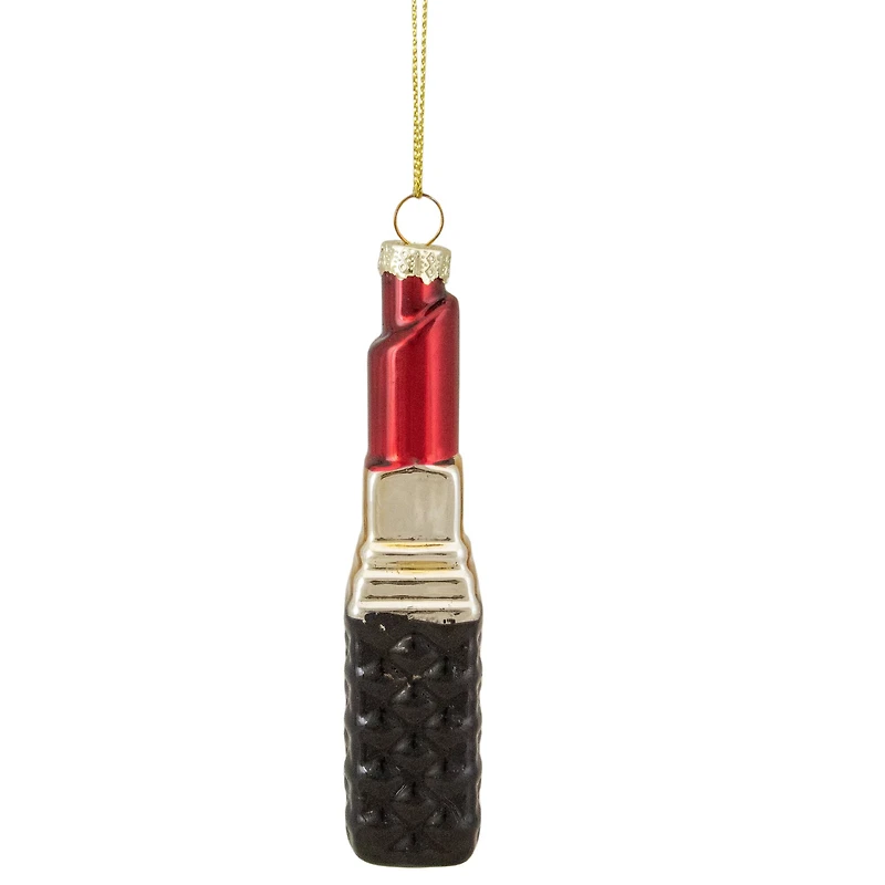 4.5" Red Lipstick Glass Christmas Ornament