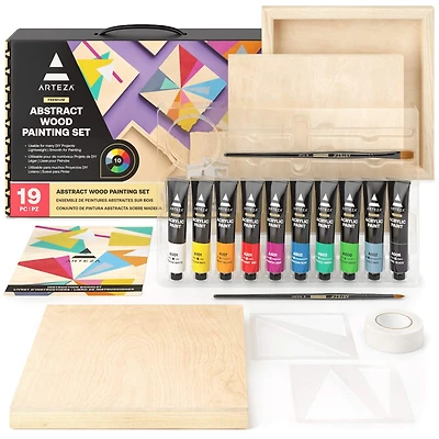 Arteza 19 Piece Abstract Wood Painting Kit
