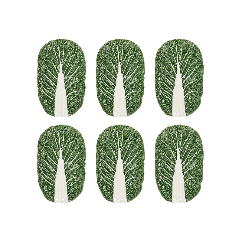 Hello Honey® 13.5" Green Cabbage Ceramic Serving Plates, 6ct.