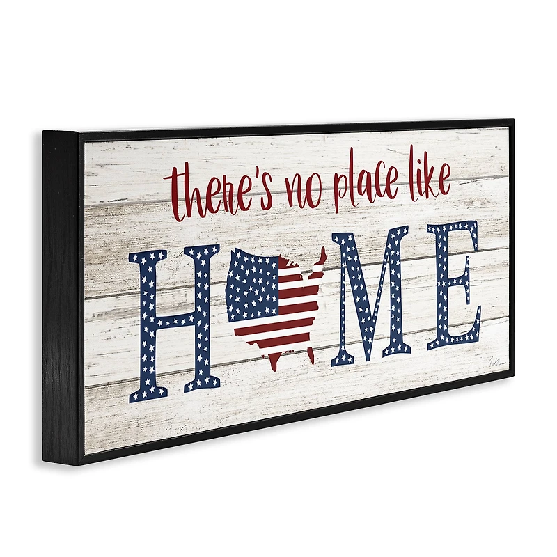 Stupell Industries Patriotic There's No Place Like Home Phrase Americana Framed Giclee Art