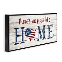 Stupell Industries Patriotic There's No Place Like Home Phrase Americana Framed Giclee Art