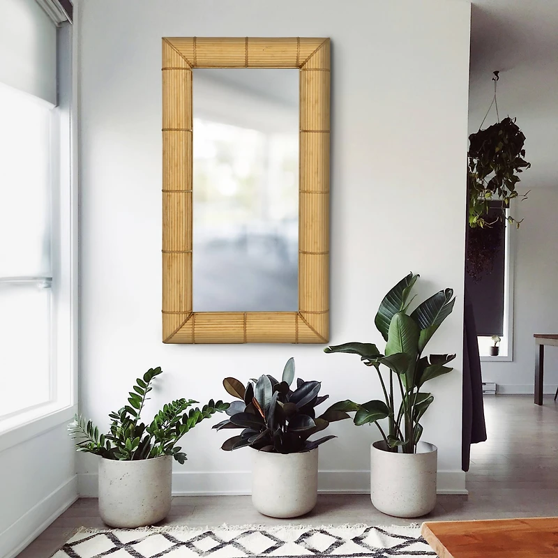 Hello Honey® 43" Natural Brown Bamboo Rectangular Wall Mirror